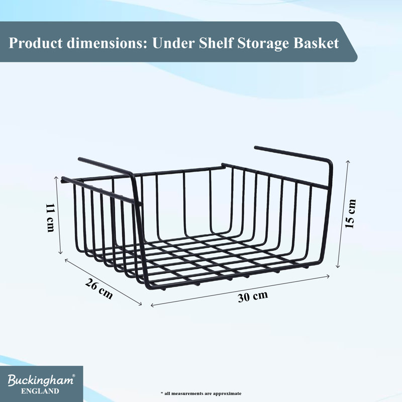 Buckingham Under Shelf Storage Organizing Basket, 30 cm 