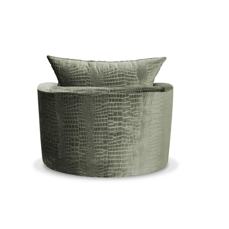 Upholstered Swivel Armchair, Mint Green