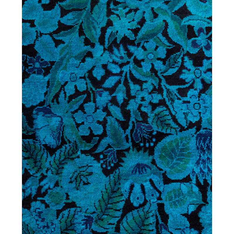 Overdyed Hand-Knotted Wool Modern-Contemporary Green Area Rug 9' 1" x 12' 4"