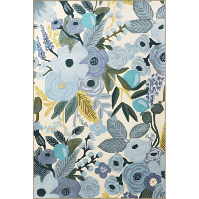 Tapis intérieur / extérieur bleu en polypropylène tissé à la machine Elery