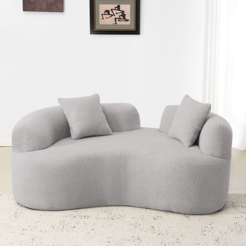 68,44 po, gris incurvé, tissu, éponge à compression, sans assemblage, capacité de 350 lb, petits espaces de vie, nuits douillettes, gris de style minimaliste moderne, mousse à haute densité, sac à ressort, famille