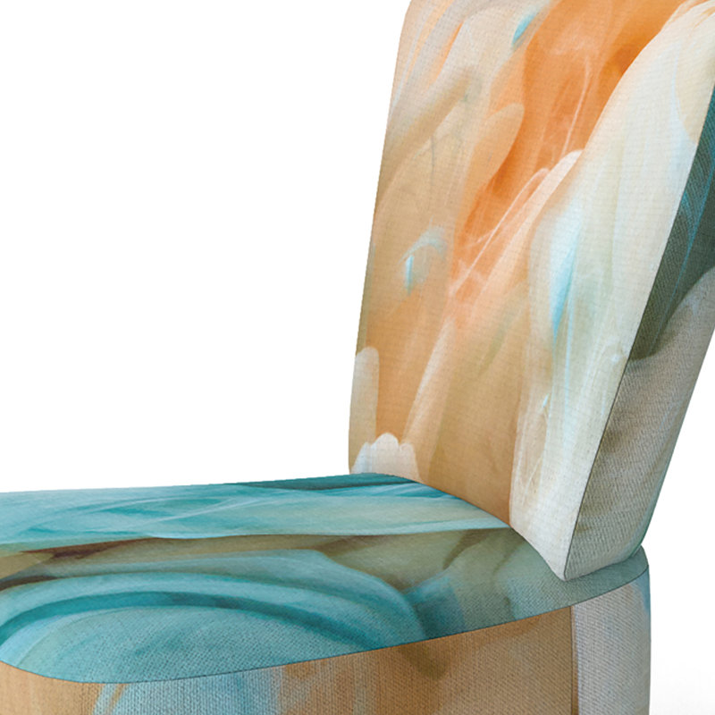 Accent Chair, Beige Floral Pattern Upholstered Decor - Beige Floral Pattern II, Blue/Green