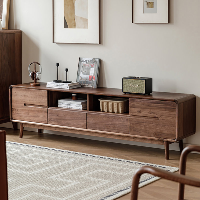 Meuble télé avec rangement en noyer noir, 78.7"