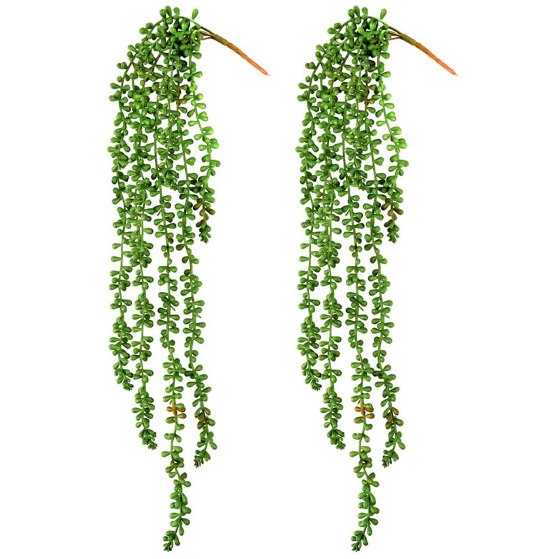 Artificial Succulents Hanging Faux Plants Fake String of Pearls, 13.8" H x 3" W x 3" D