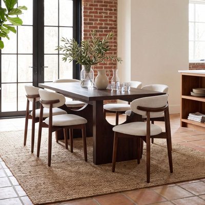 COLAMY ALVORA 72" Modern Rectangular Oak Veneer Dining Table for 4-6 People, Dark Walnut Finish