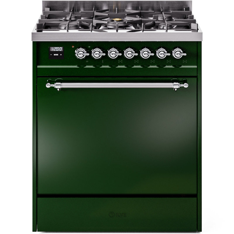 Cuisinière à double carburant 30 po ILVE Nostalgie II, Gaz naturel, Vert émeraude / chrome