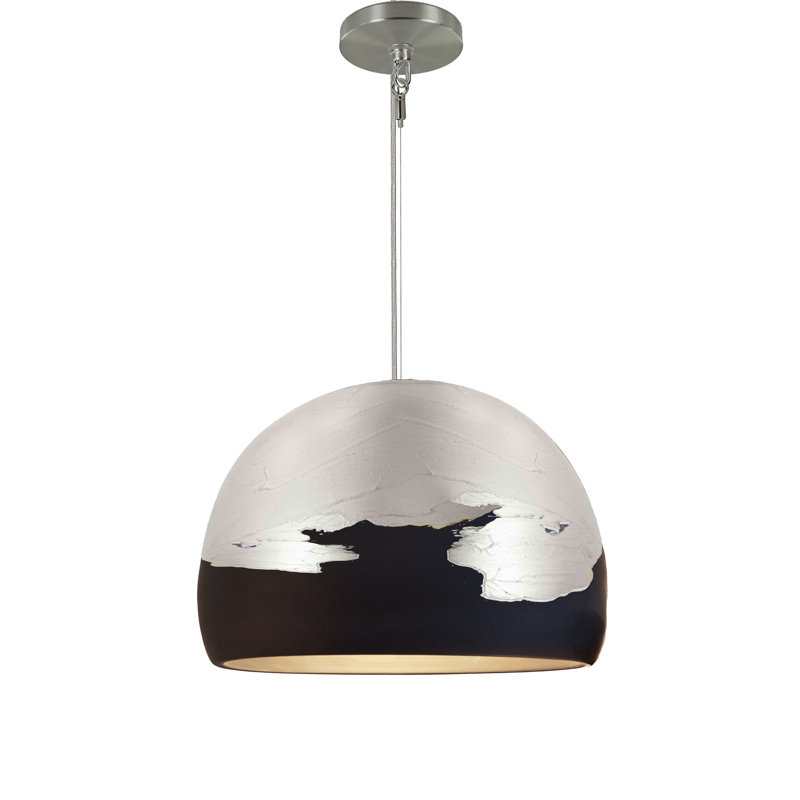 Luminaire suspendu simple à 1 lumière Ombre, Cordon tressé en nickel, Noir/argenté