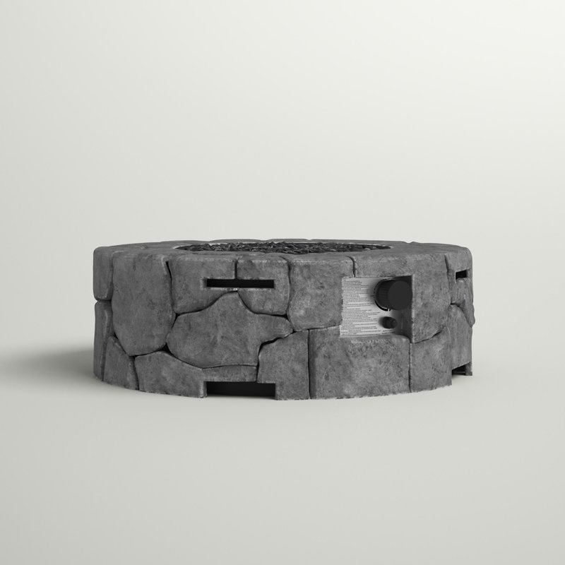 Fehime Round Concrete Propane Smokeless Fire Pit, Charcoal Gray