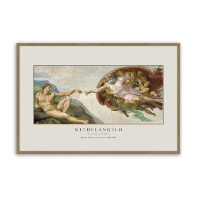 La création d'Adam par Michel-Ange, reproduction dans un cadre blanc, 8 po x 10 po