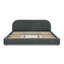 Structure de lit tapissier très grand de style minimaliste moderne - Tissu de fil circulaire, Tête de lit haute incurvée, Support de pieds robuste et rangement à roulettes, Matelas non inclus - Gris foncé