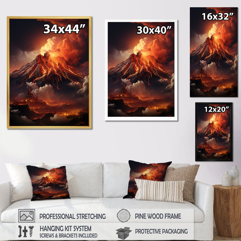 Éveil volcanique volcanique I, Cadre simple noir, H 32 po x l 16 po x P 1 po