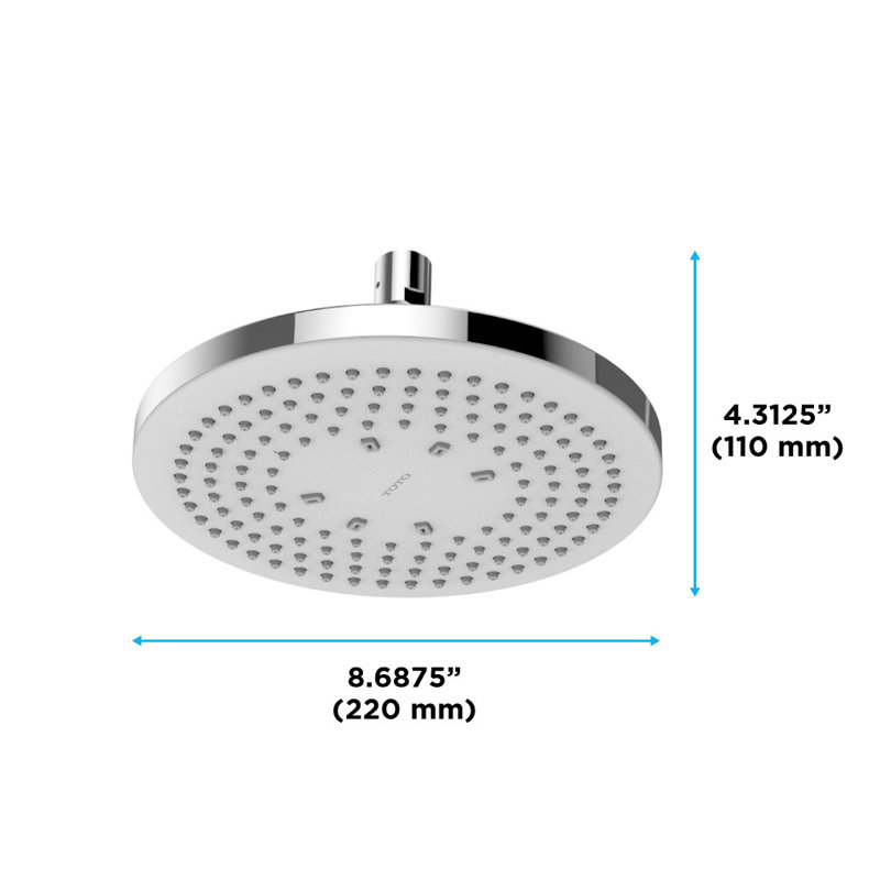 TOTO® G Series 2.5 GPM Single Spray 8.5 inch Round Showerhead with COMFORT WAVE Technology, Polished Nickel, 1, 2.5 GPM