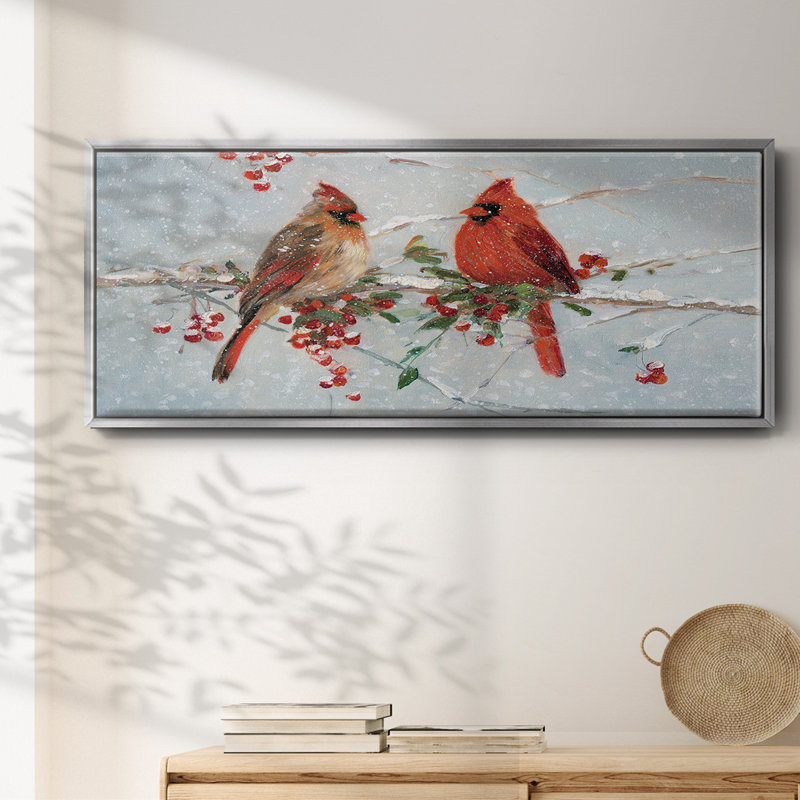 Cardinals in Winter - toile encadrée, H 12 po x l 30 po