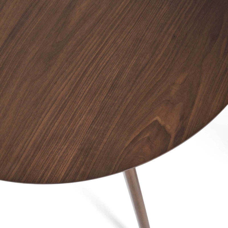 Mid-Century Modern Round Wooden Bar Table – 42" High Bar Table with Tapered Legs for Kitchen, Dining Room or Home Bar, Natural Walnut