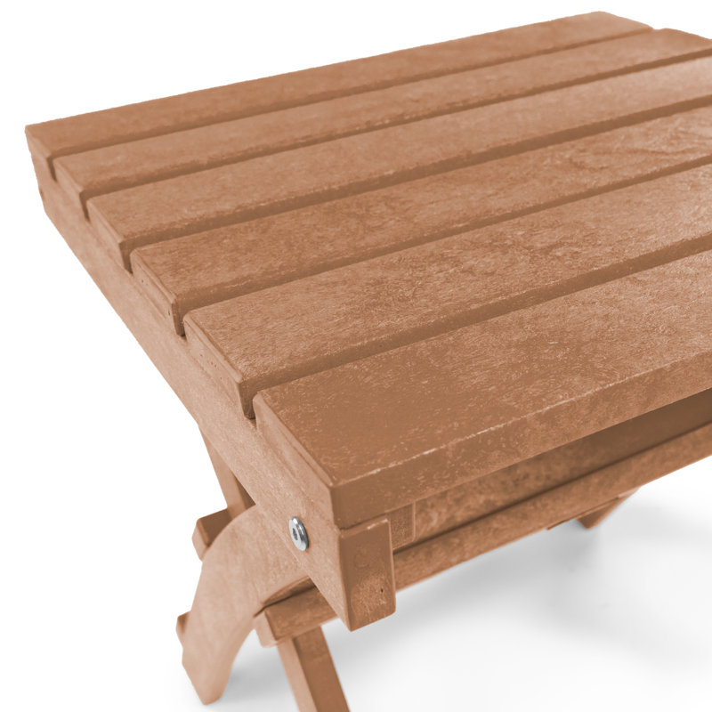 Seaview Fully Assembled All-Weather Recycled HDPE Outdoor Folding Side Table, Teak