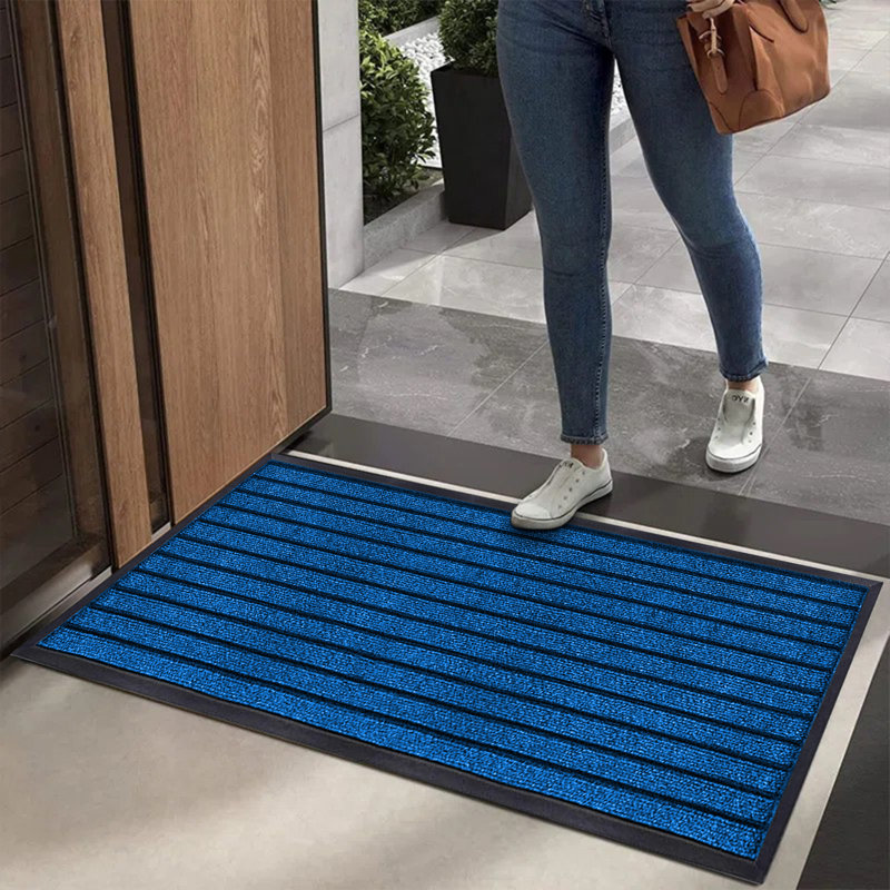 Hullfish Non-Slip Indoor Outdoor Door Mat, Blue, Rectangle 50cm W x 80cm L