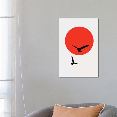 Birds In The Sky - Red by Kubistika - Print on Canvas
