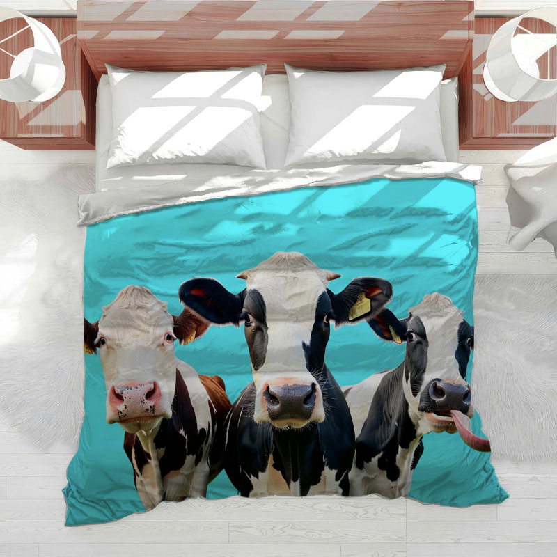 Cows Portrait Animal Cotton Blend Comforter, King Comforter