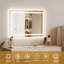 Miroir de salle de bain 35,4 x 23,6 po à DEL avec lumières, miroir de salle de bain anti-buée à 3 couleurs avec éclairage à DEL