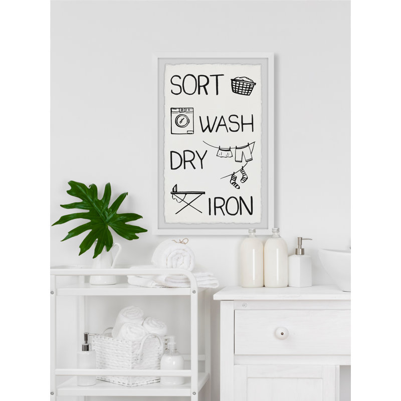 Sort, Wash, Dry And Iron - Single Picture Frame Print, 91cm H x 61cm W x 3.81cm D