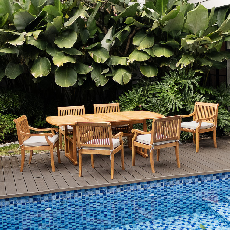 Dellroy 6 - Person Extendable Teak Patio Dining Set With Cushions