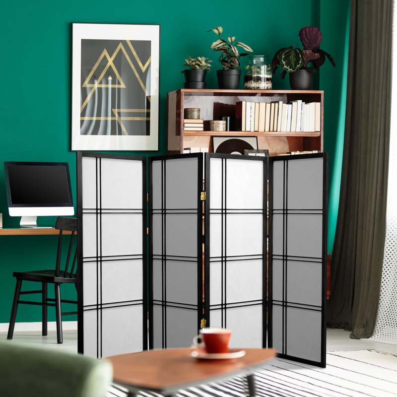 70" H Short Folding Screen, Black, 4