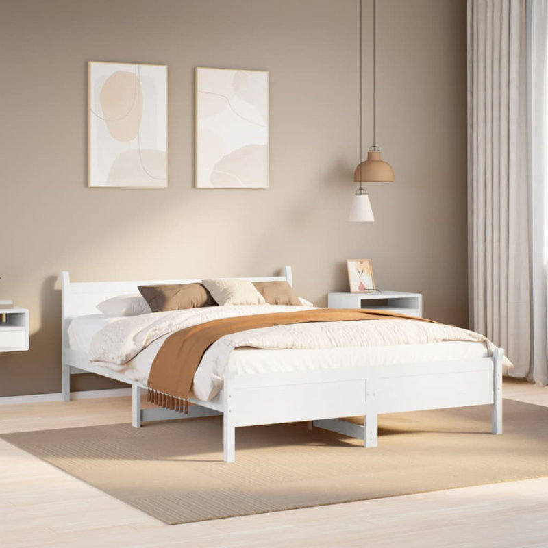 Roben Solid Wood Bed, 140 x 199 cm, White