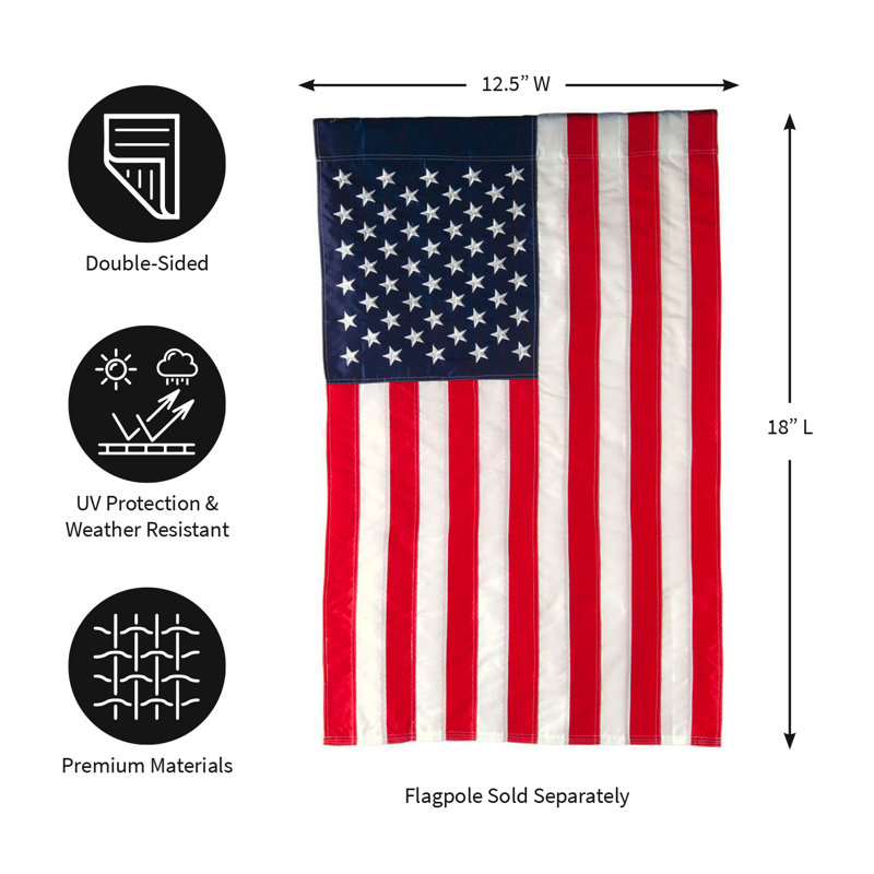 Drapeau de jardin américain en nylon à 2 côtés, H 18 po x l 12,5 po