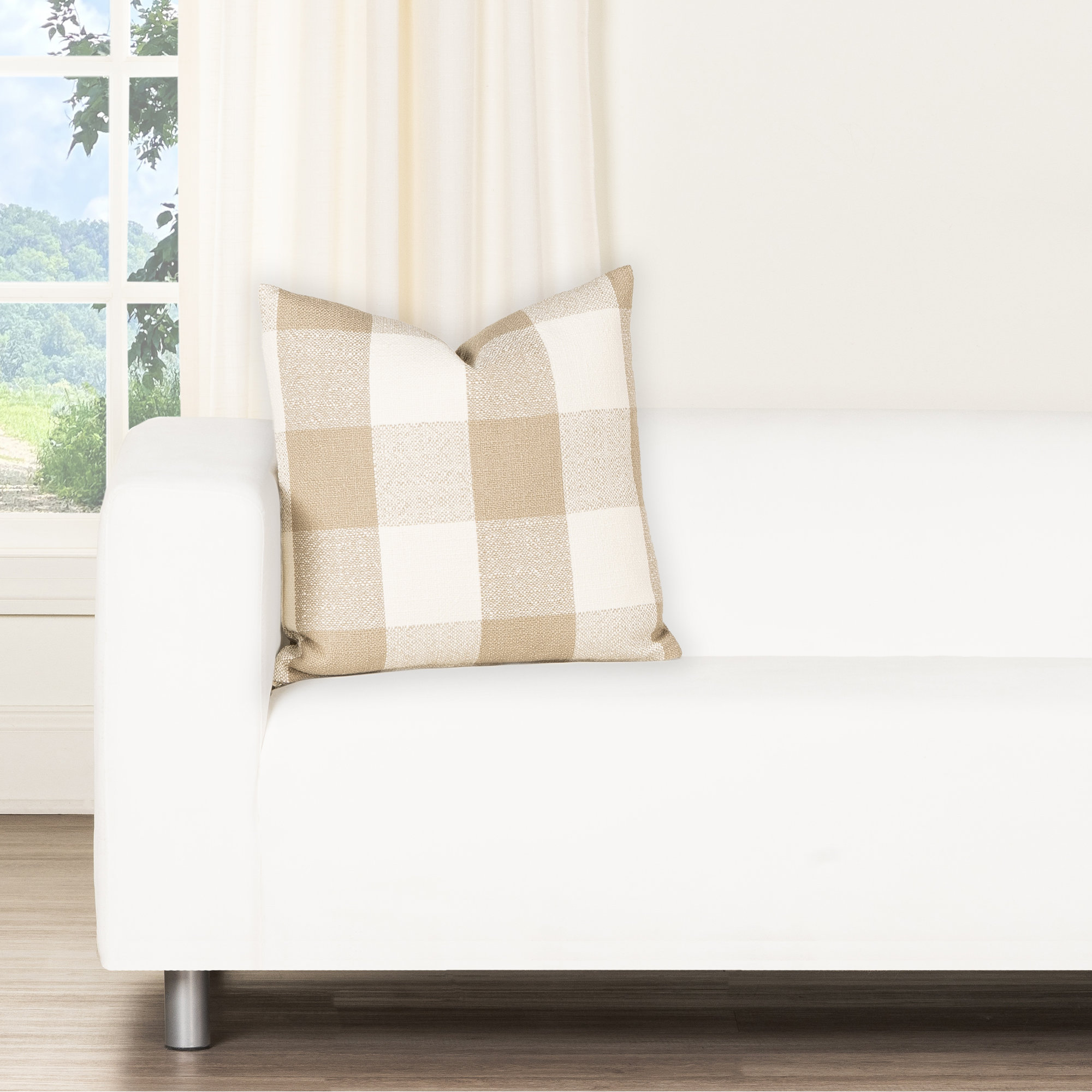 Birch Lane Cleveland Throw Pillow Throw, Square 17", Polyester, Brown Checkered