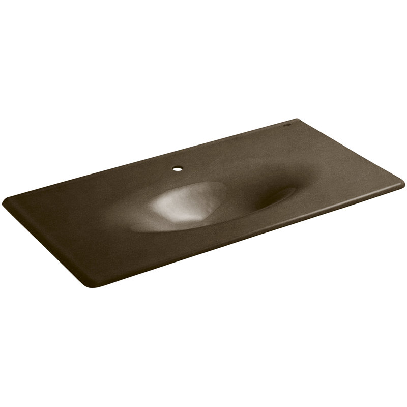 Dessus de salle de bain simple 44 po meuble-lavabo Iron Impressions, Noir et brun clair, Centres de 8 po