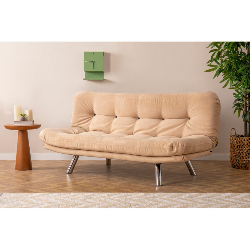 Canapé convertible à dossier serré de 68,9 po Crestide, Microfibre crème