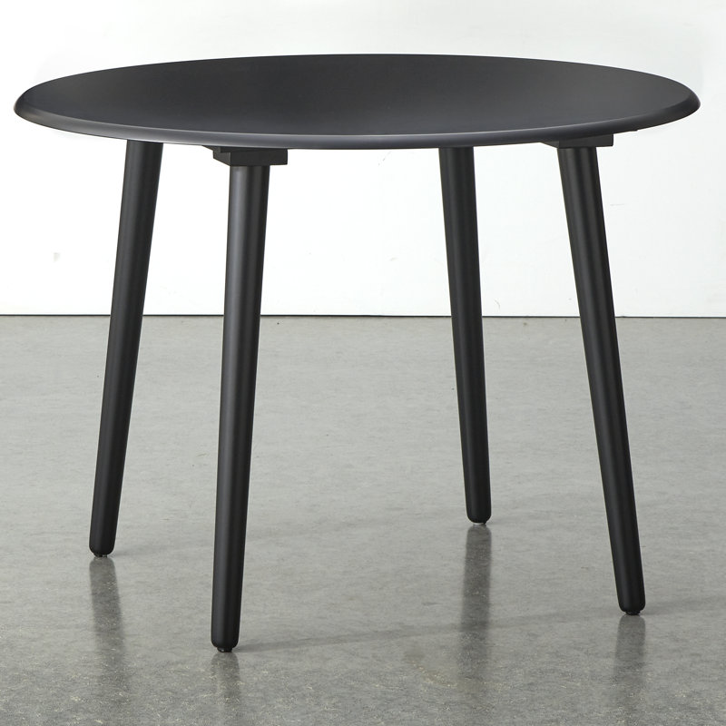 Demi-Lee Round Solid Wood Dining Table, Black