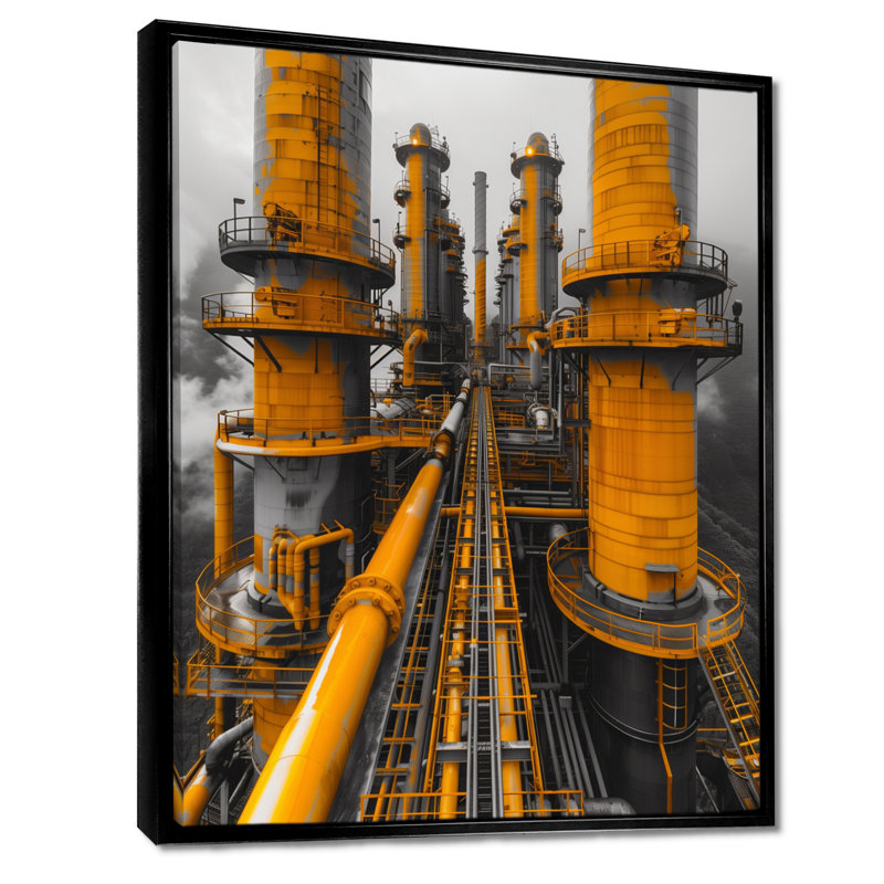 Shaver - Factories, art mural, Toile avec cadre flottant noir, H 32 po x l 16 po x P 1 po