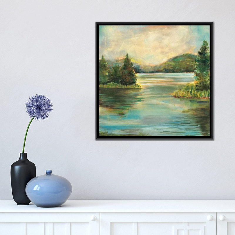 «Silver Lake», impression sur toile, H 37 po x l 37 po x P 1,5 po, Toile avec cadre noir, Pas de tapis
