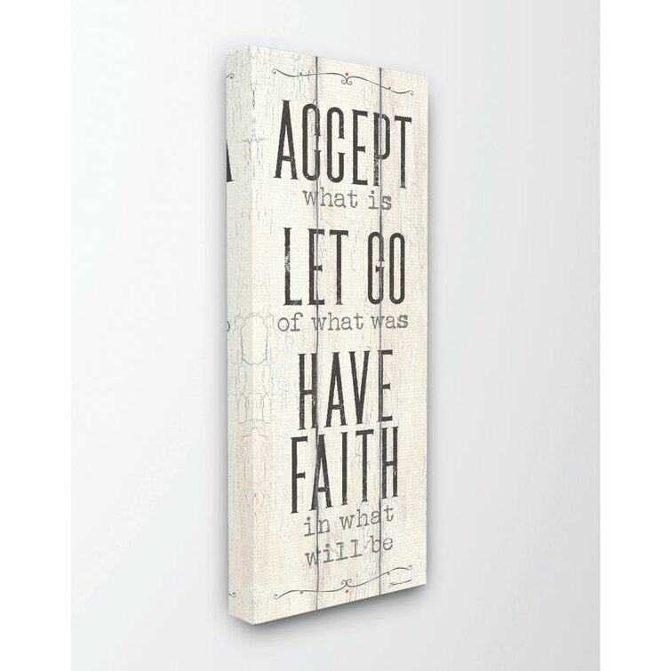 'Have Faith Religious Inspirational Word Wood Texture Design' Graphic Art on Canvas