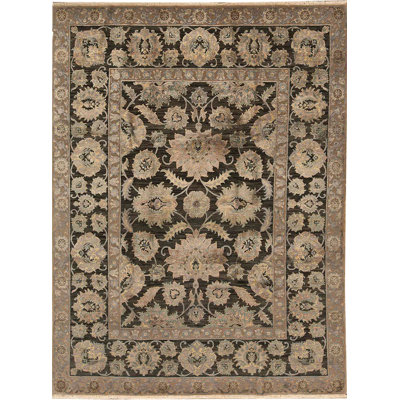 Tapis noir et noir de haute qualité noué à la main
