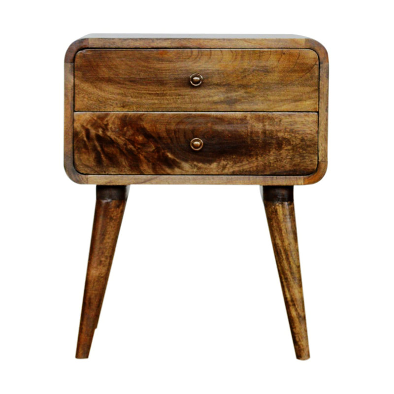 Multi-Function Nightstand with Storage Drawer & Solid Wood Tabletop