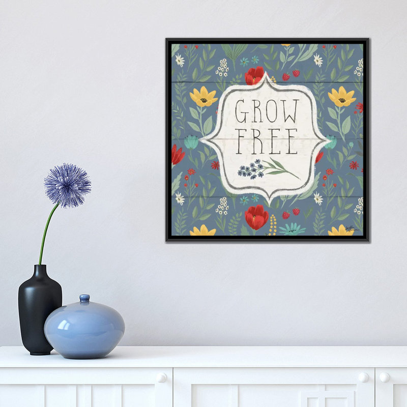« fleuriing pensées vi », impression sur toile, H 18 po x l 18 po x P 1,5 po, Toile avec cadre noir, Pas de tapis