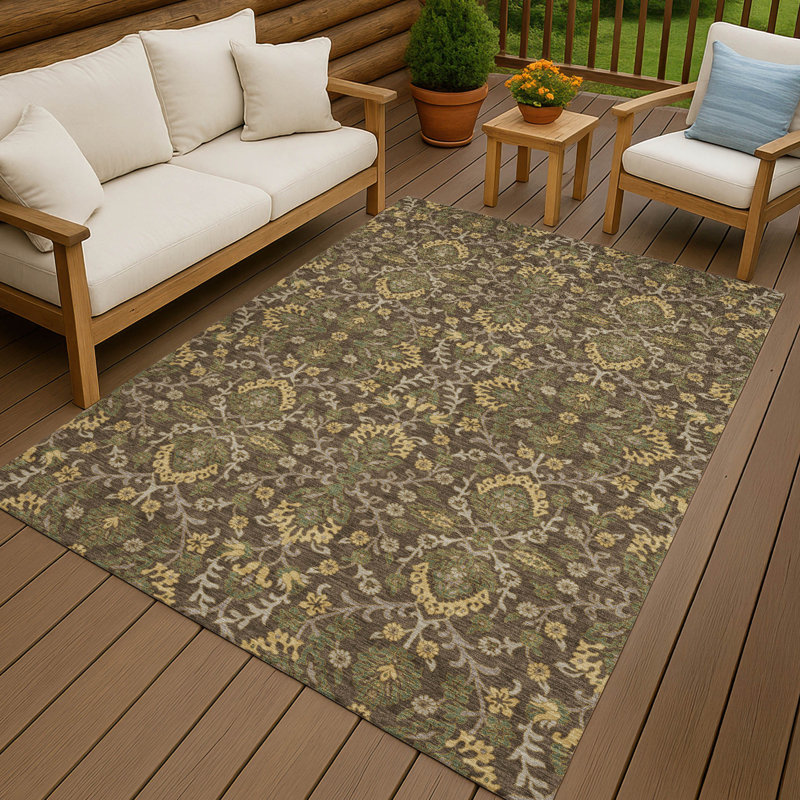 Machine Washable Indoor/Outdoor Chantille ACN2634 Global Rug, 3' x 5', Chocolate