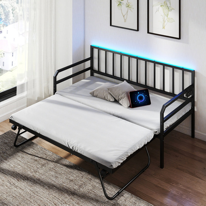 Metal with Trundle, Black