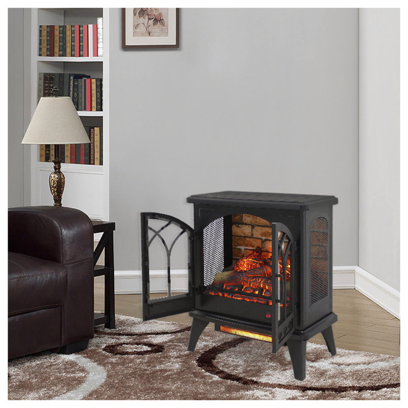 Foyer électrique à quartz infrarouge 3D Flame avec télécommande, pour un chauffage confortable et écoénergétique