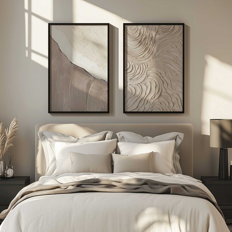 Wave Formations Duo II, ensemble de 2 impressions dans un cadre, Érable brut encadré, H 25,5 po x l 37,5 po x P 1,25 po
