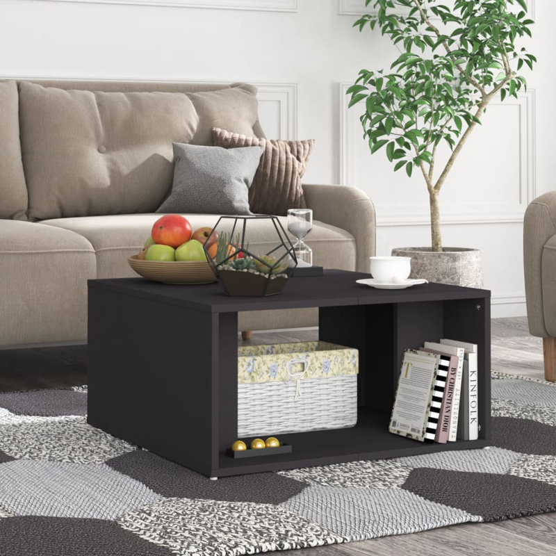 Godehard Extendable Floor Shelf Coffee Table with Storage, Grey