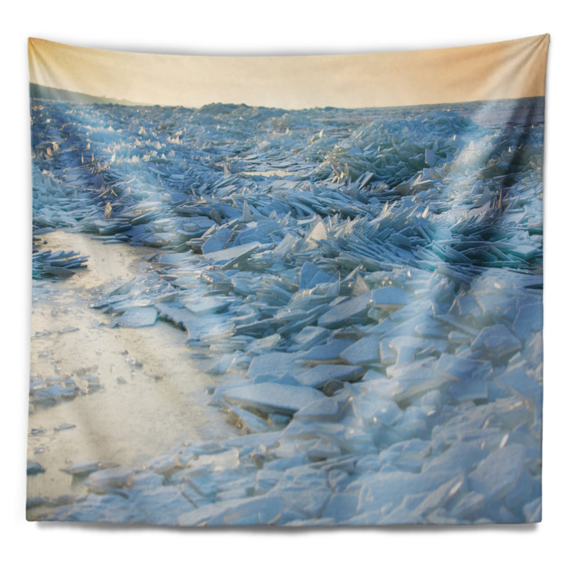 Tapisserie paysage d'hiver de la mer Baltique, H 32 po x l 39 po