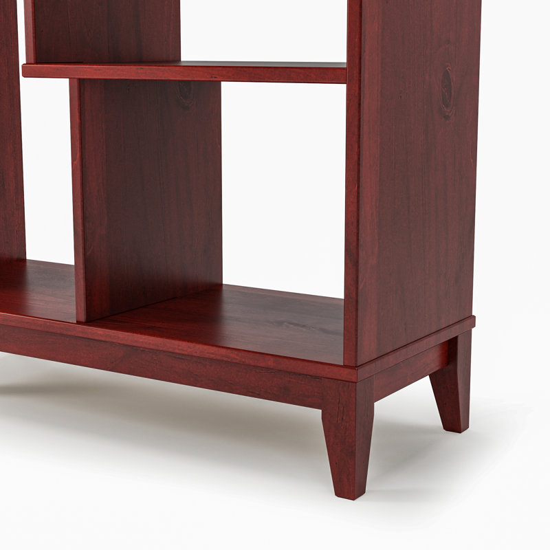 Bibliothèque en bois massif Geometrix, Teinture rouge grenat