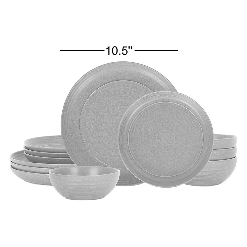 Stone Lain Elio 12-Piece Dinnerware Set Stoneware, Black