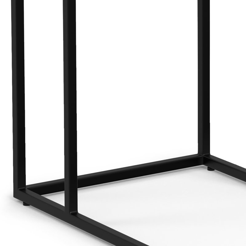 Table d'appoint industrielle en C en bois de manguier et en métal avec plateau 12 po Gallagher, Noyer brun