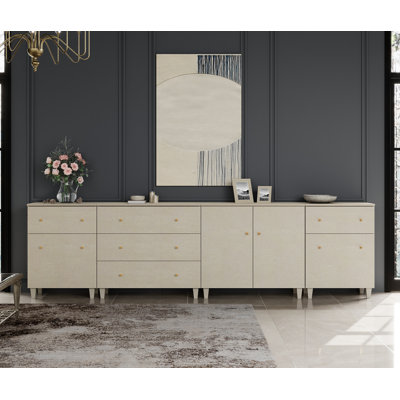 4-In-1 Sideboard Buffet Cabinet With Drawers And Doors For Kitchen Dining Room, 118"W by Latitude Run