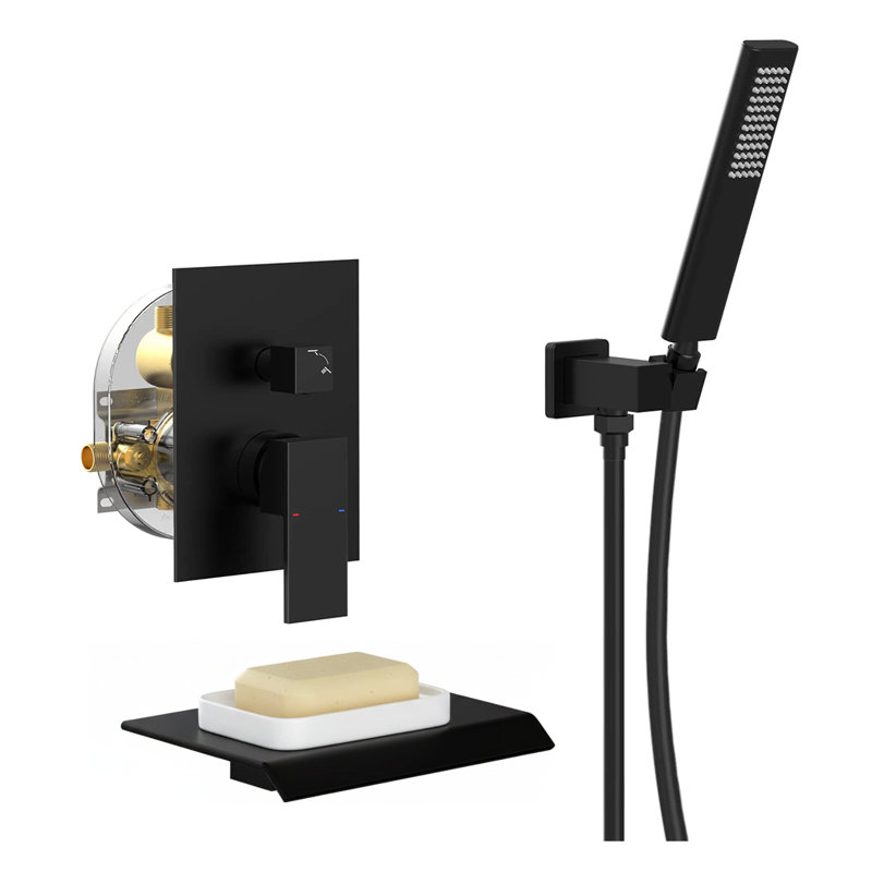 13.2 Gpm High-flow Waterfall Tub & Shower Faucet Matte Black - Wall Mount With 10" Rain Shower Head, Handheld Spray & Cupc Pressure Balance Valve