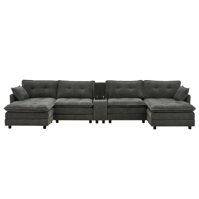 Modular Cloud Sofa with Central Console and USB Charging